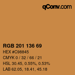 Color code: RGB 201 136 69 | qconv.com