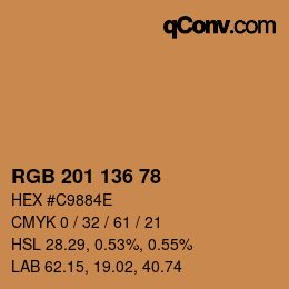 Farbcode: RGB 201 136 78 | qconv.com