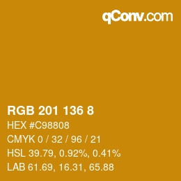 カラーコード: RGB 201 136 8 | qconv.com