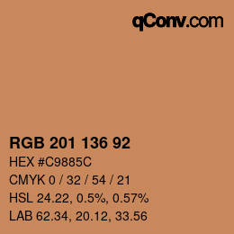 Color code: RGB 201 136 92 | qconv.com