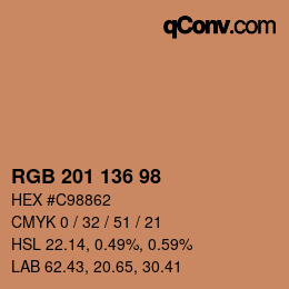 Color code: RGB 201 136 98 | qconv.com