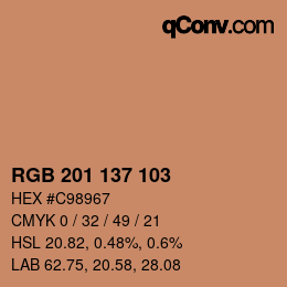 Color code: RGB 201 137 103 | qconv.com