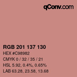 Color code: RGB 201 137 130 | qconv.com