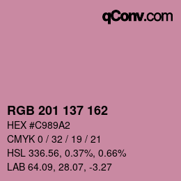 Color code: RGB 201 137 162 | qconv.com