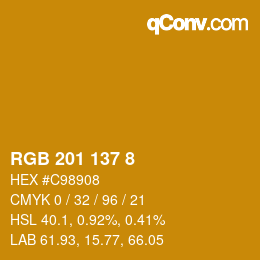 颜色代码: RGB 201 137 8 | qconv.com