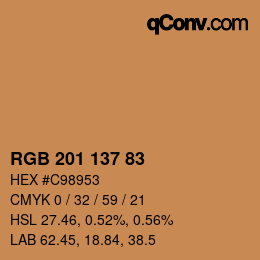 Color code: RGB 201 137 83 | qconv.com