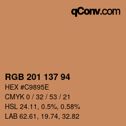 Color code: RGB 201 137 94 | qconv.com