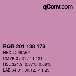 Color code: RGB 201 138 178 | qconv.com
