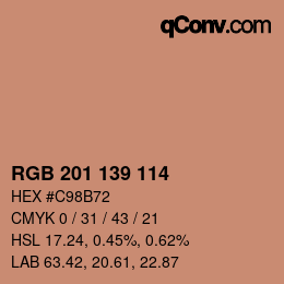 カラーコード: RGB 201 139 114 | qconv.com