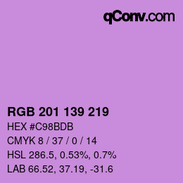 Color code: RGB 201 139 219 | qconv.com