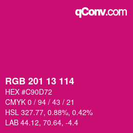 Color code: RGB 201 13 114 | qconv.com