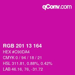 Color code: RGB 201 13 164 | qconv.com