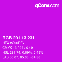 颜色代码: RGB 201 13 231 | qconv.com