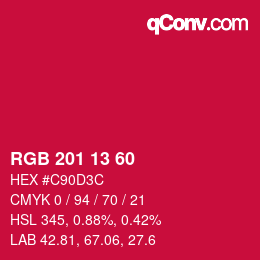 颜色代码: RGB 201 13 60 | qconv.com