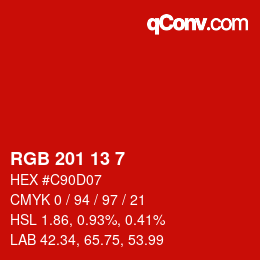 Color code: RGB 201 13 7 | qconv.com