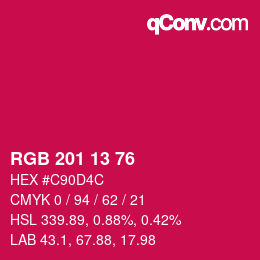 Color code: RGB 201 13 76 | qconv.com