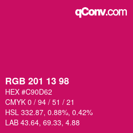 カラーコード: RGB 201 13 98 | qconv.com