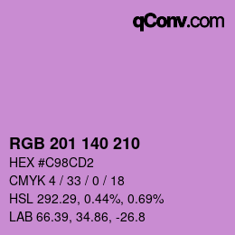 Color code: RGB 201 140 210 | qconv.com