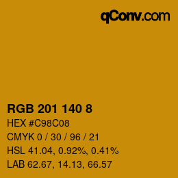 颜色代码: RGB 201 140 8 | qconv.com