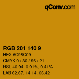 颜色代码: RGB 201 140 9 | qconv.com