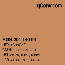 カラーコード: RGB 201 140 94 | qconv.com