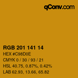 Color code: RGB 201 141 14 | qconv.com