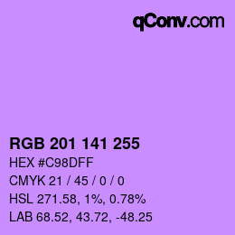 カラーコード: RGB 201 141 255 | qconv.com