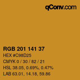 Color code: RGB 201 141 37 | qconv.com