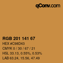 Color code: RGB 201 141 67 | qconv.com