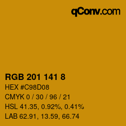 颜色代码: RGB 201 141 8 | qconv.com