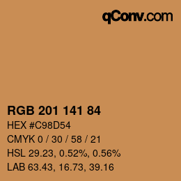Color code: RGB 201 141 84 | qconv.com