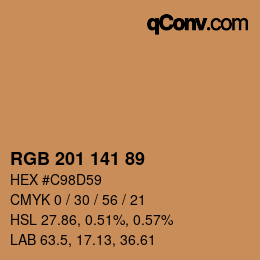カラーコード: RGB 201 141 89 | qconv.com