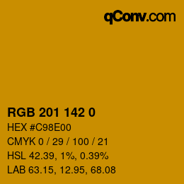 Color code: RGB 201 142 0 | qconv.com