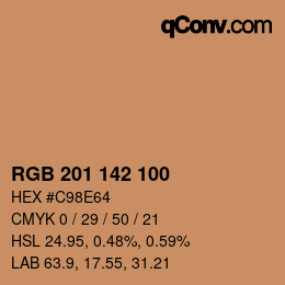 Color code: RGB 201 142 100 | qconv.com