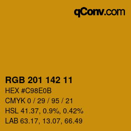 Color code: RGB 201 142 11 | qconv.com