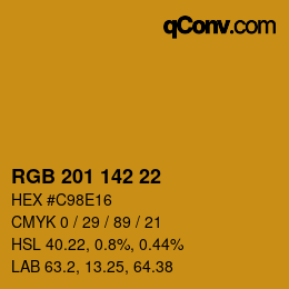 Color code: RGB 201 142 22 | qconv.com