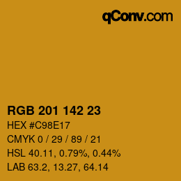 Color code: RGB 201 142 23 | qconv.com