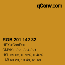 Color code: RGB 201 142 32 | qconv.com