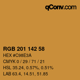 Color code: RGB 201 142 58 | qconv.com