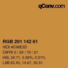 Color code: RGB 201 142 61 | qconv.com
