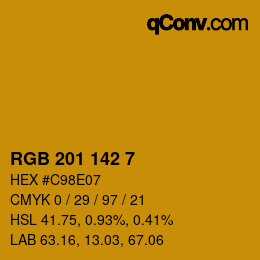 Color code: RGB 201 142 7 | qconv.com