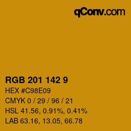 Color code: RGB 201 142 9 | qconv.com