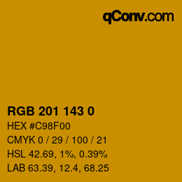 カラーコード: RGB 201 143 0 | qconv.com