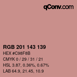 Color code: RGB 201 143 139 | qconv.com