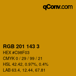 颜色代码: RGB 201 143 3 | qconv.com