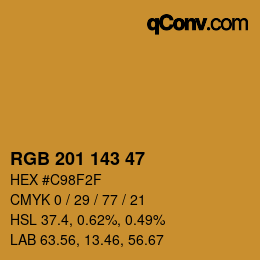 Color code: RGB 201 143 47 | qconv.com