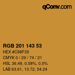 カラーコード: RGB 201 143 53 | qconv.com
