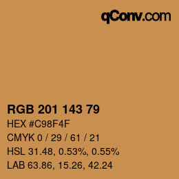 Color code: RGB 201 143 79 | qconv.com