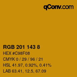 Color code: RGB 201 143 8 | qconv.com