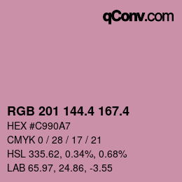 カラーコード: RGB 201 144.4 167.4 | qconv.com
